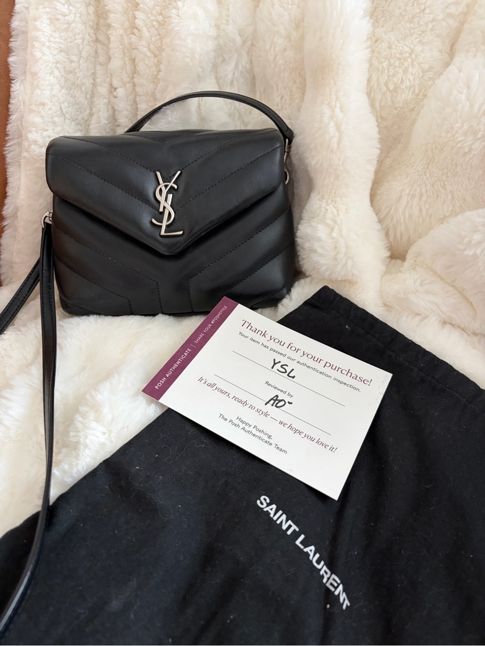 Saint Laurent Black Quilted Leather YSL Loulou Toy Crossbody Bag